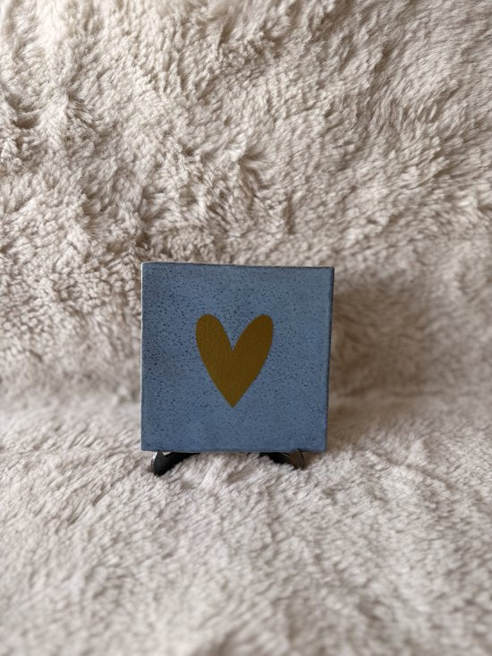 Blauw tegeltje met Gouden hart