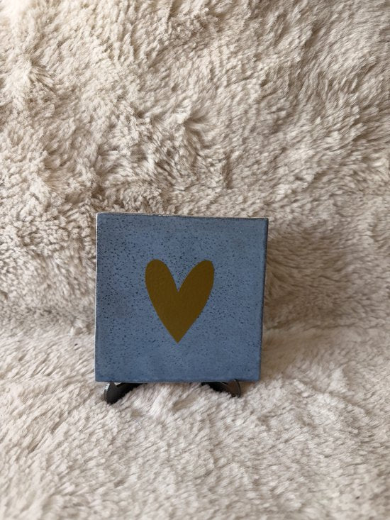 Blauw tegeltje met Gouden hart