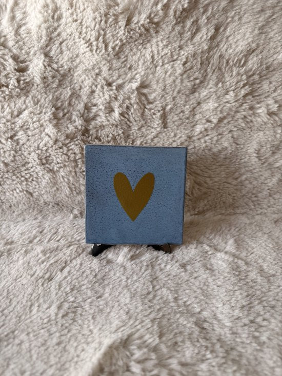 Blauw tegeltje met Gouden hart
