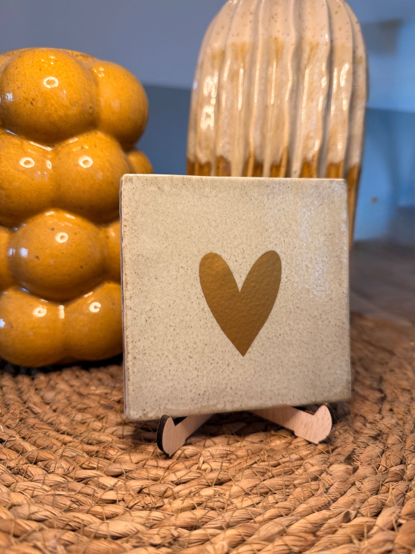 Mintgroen tegeltje met Gouden hart