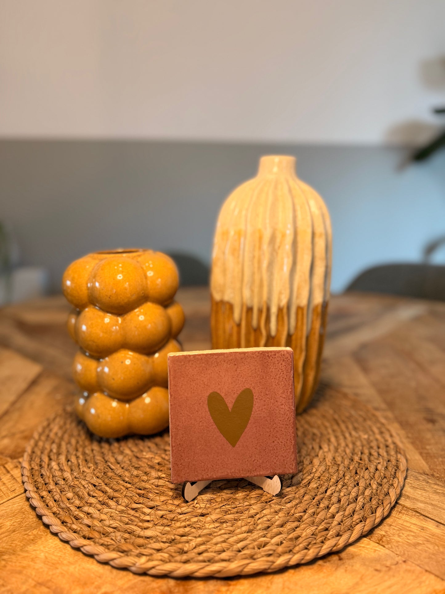 Roze tegeltje met Gouden hart