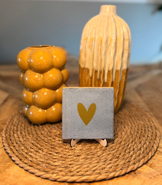 Blauw tegeltje met Gouden hart