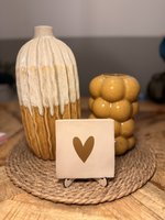 Beige Tegeltje met Gouden hartje